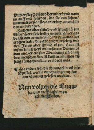 Nun volgen die Evangelia und die Epistel/ von etlicher Festen.