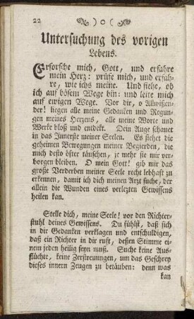 Untersuchung des vorigen Lebens.