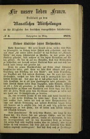 Meines Kindleins letztes Weihnachten