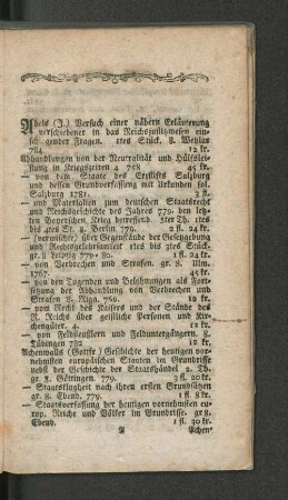 [Juristische Handbibliothek oder Verzeichniß von Büchern aus allen Theilen der Jurisprudenz.]