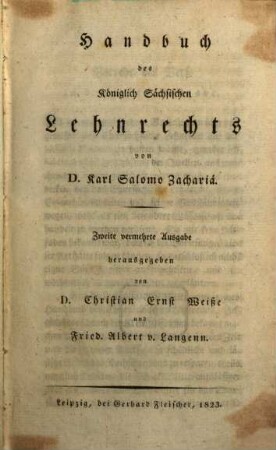 Handbuch des Königlich Sächsischen Lehnrechts