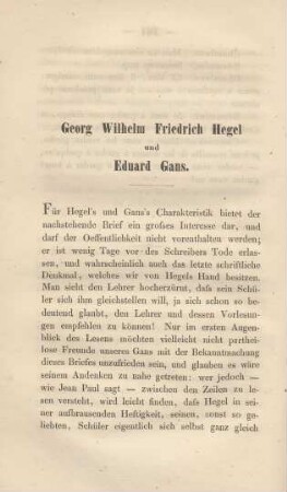 Georg Wilhelm Friedrich Hegel und Eduard Gans