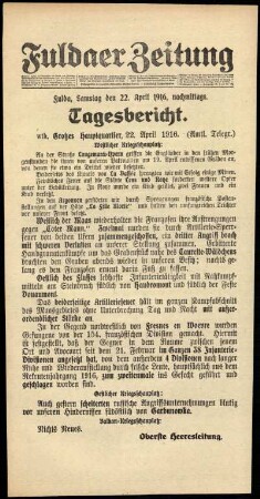 Ausgabe vom Samstag, den 22. April 1916.