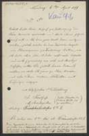 Brief von Johannes Simon Kaulfuß an Unbekannt