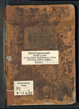 Zivilstandsregister der Kreisgerichtsdeputation Recklinghausen mit den Orten Recklinghausen, Ahsen, Datteln, Horneburg, Waltrop (G 1847-1874) 1939 (Gemeinde: Recklinghausen, Stadt)