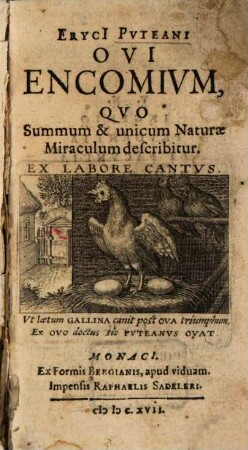 Ovi encomium, quo Naturae miraculum describitur