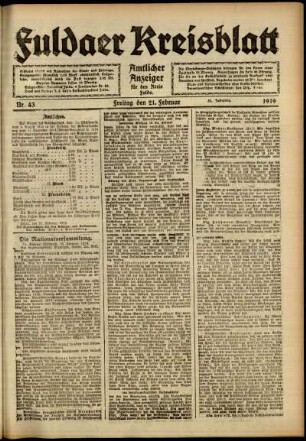 Ausgabe vom Freitag, den 21. Februar 1919.