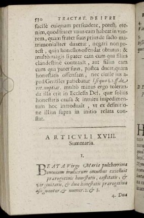 Articuli XVIII. [De Excellentia, Et prærogatius honestatis, castitatis, & virginitatis Beatæ Virginis Mariae.]