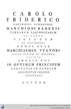Carolo Friderico Zaringici sanguinis marchioni Badensi…