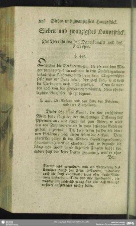 Sieben und zwanzigstes Hauptstück. Die Verrichtung des Darmkanals und des Gekröses