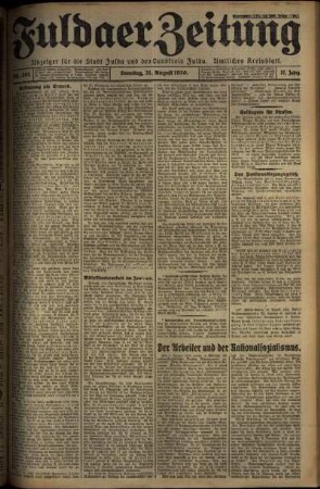 Erste Ausgabe vom Sonntag, den 31. August 1930.