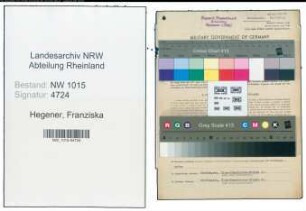 Entnazifizierung Franziska Hegener , geb. 02.06.1879 (Firmenmitinhaberin)