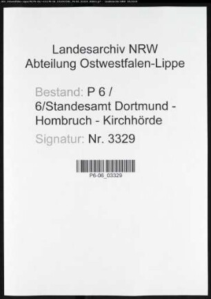 Sterberegister Standesamt Dortmund-Hombruch-Kirchhörde (XXII)