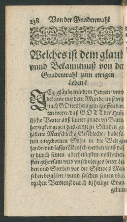 Welches ist dein glaub unnd Bekanntnuß von der Gnadenwahl zum ewigen Leben?