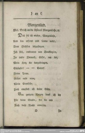 Morgenlied. Mel. Brich an du schönes Morgenlicht, [et]c.