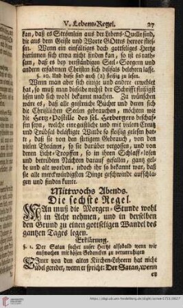 Mittwochs Abends. Die sechste Regel