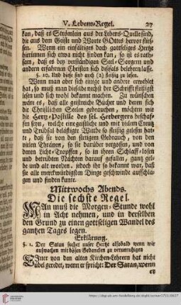 Mittwochs Abends. Die sechste Regel