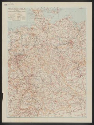 Ravensteins Organisationskarte der vier Besatzungszonen Deutschlands : Eisenbahnen, Wasserwege u. Flughäfen ; mit einer Beikarte des Ruhrgebietes
