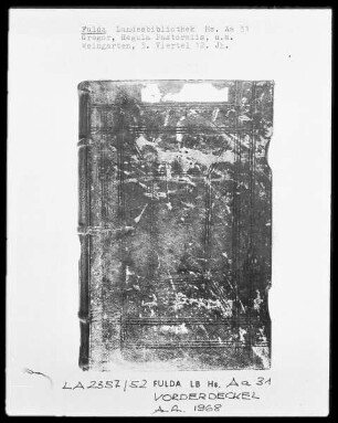 Gregorius Magnus, Regula Pastoralis — Einband mit Streicheisenlinien — Frontdeckel