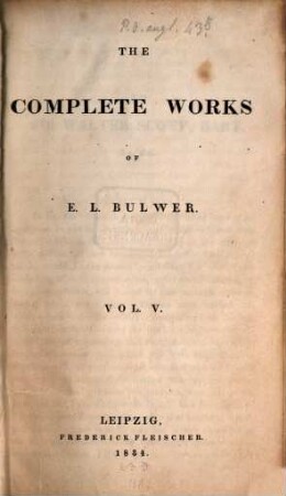 The complete works of E. L. Bulwer. 5, Eugene Aram : a tale