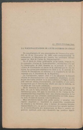 La nacionalicación de extranjeros en Chile