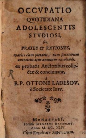 Occupatio quotidiana adolescentis studiosi