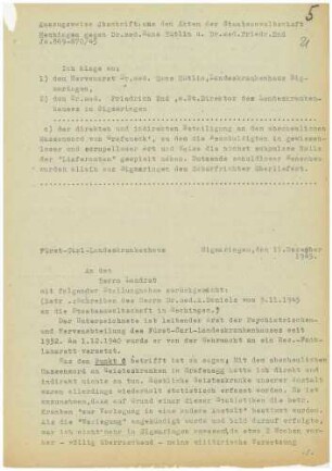 Amtsgericht Sigmaringen - Vernehmungen und Äußerungen betreffend Fürst-Carl-Landeskrankenhaus - Qu. 21-31