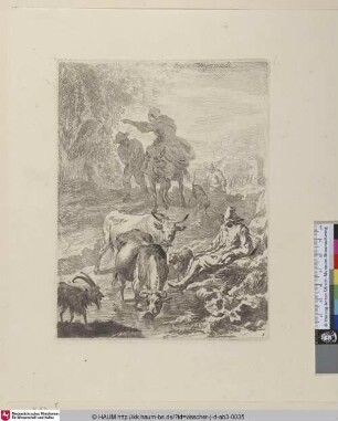 [Der beim Wasser sitzende Hirt; Seated herd at a ford]