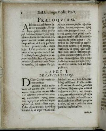Præloquium / Caput I. De Capitis Dolore.