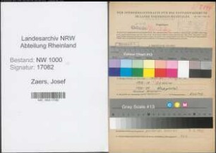 Entnazifizierung Josef Zaers, geb. 05.06.1910 (Polizeibeamter)