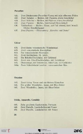 Stiche, Aquarelle, Gemälde (Nr. 648-661)