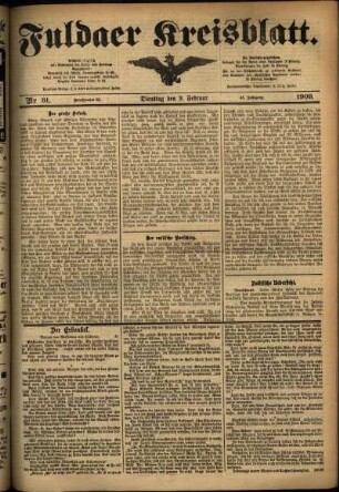 Ausgabe vom Dienstag, den 09. Februar 1909.