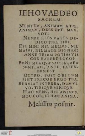 Iehovae deo sacrum
