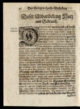 Dieser Abhandelung Nutz und Gebrauch.