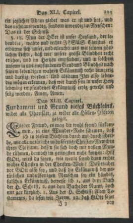 Das XLII. Capitel. Fundament und Grund dieses Büchleins, wider alle Pharisäer, ja wider alle Höllen-Pforten gelegt.