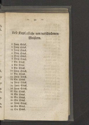 Lose Kupferstiche von verschiedenen Meistern.