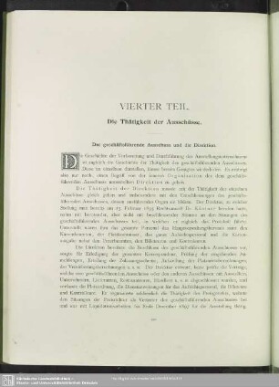 Vierter Teil. Die Thätigkeit der Ausschüsse