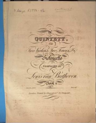 Quintett for two violins, two tenors & violoncello : op. 20, 2