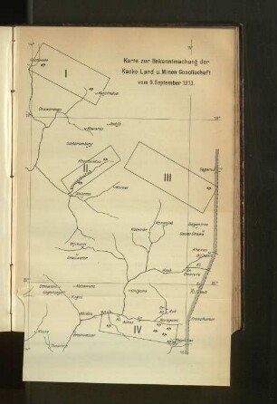 Karte zur Bekanntmachung der Kaoko Land u.Minen Gesellschaft vom 9. September 1913