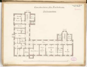Kreiskrankenhaus, Insterburg Monatskonkurrenz November 1885: Grundriss Keller; Maßstabsleiste
