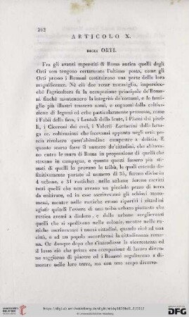 Articolo X. Degli Orti