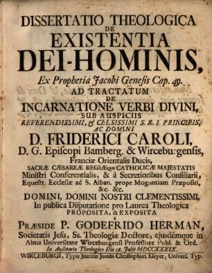 Diss. de existentia dei-hominis