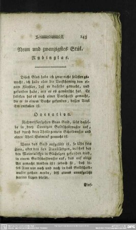 Neun und zwanzigstes Stük. Rubinglas