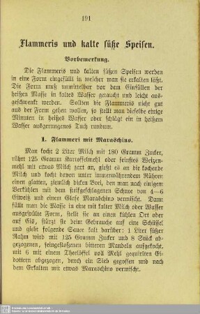 Flammeris und kalte süße Speisen