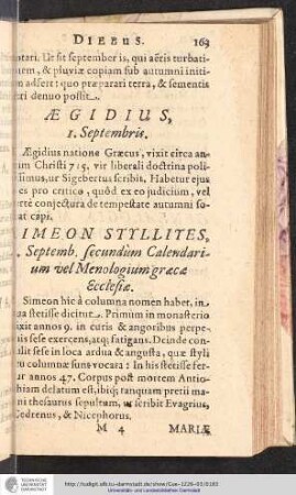 Simeon Styllites, . Septemb. secundùm Calendarium vel Menologium græcæ Ecclesiæ.