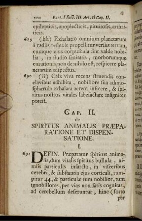 Cap. II. Spiritus Animalis Præparatione Et Dispensatione.