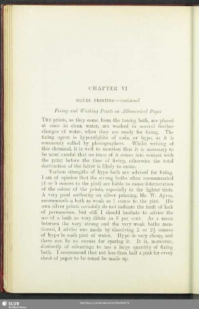 Chapter VI Silver Printing - continued