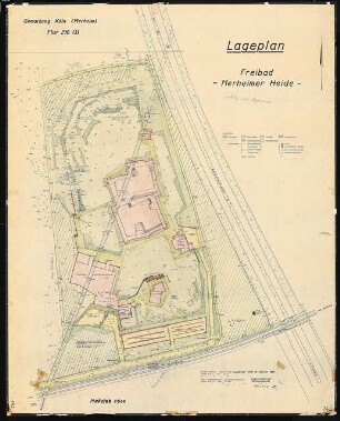 Freibad Merheimer Heide, Köln: Lageplan Vermessungskarte 1:500