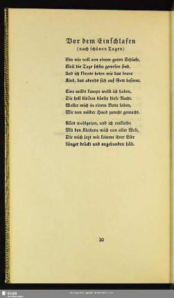 Vor dem Einschlafen