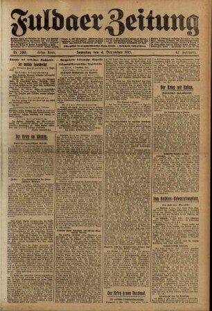Erste Ausgabe vom Samstag, den 04. Dezember 1915.